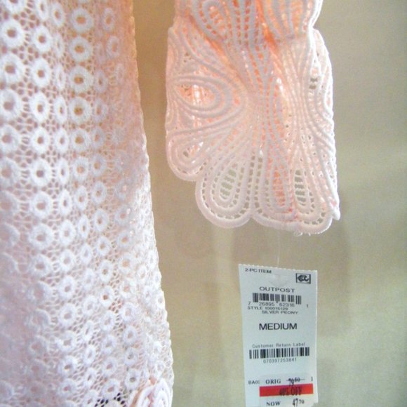 Pink Crochet Lace Alfani Top with Tank Set Size Medium NWT - Picture 9 of 10
